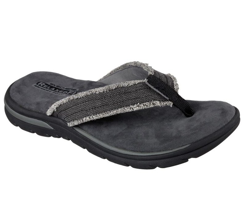 Skechers Herr Svarta Flip Flop - Relaxed Fit: Supreme - Bosnia - Sverige (IKZJH-1086)